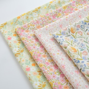 Pastel Floral Cotton Fabric for Dolls Girls Dress Quilting - 1/2 yard