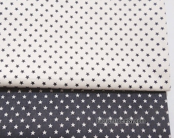 Tiny Stars Cotton Fabric - Grey & White, Quilting Material (1/2 Yard)