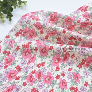 Pink Peach Blossom Floral Cotton Fabric- 1/2 yard