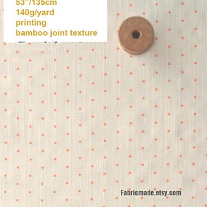 Tiny Polka Dots Linen Cotton Fabric Off white Ivory Fabric with Black Orange Dots 1/2 yard 4 orange dots