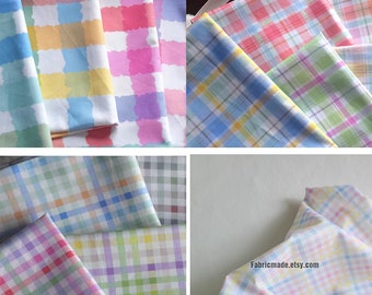 Rainbow Cotton Fabric, Plaid Check Geometric Cotton - 1/2 yard