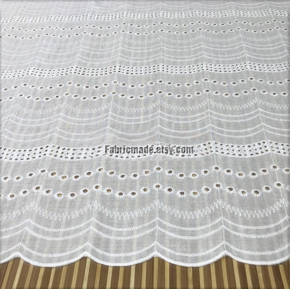 White Black Cotton Lace Fabric Embroidery Eyelet Waves Uk White Black Cotton Lace Fabric, Cotton Lace Curtain Fabric Uk