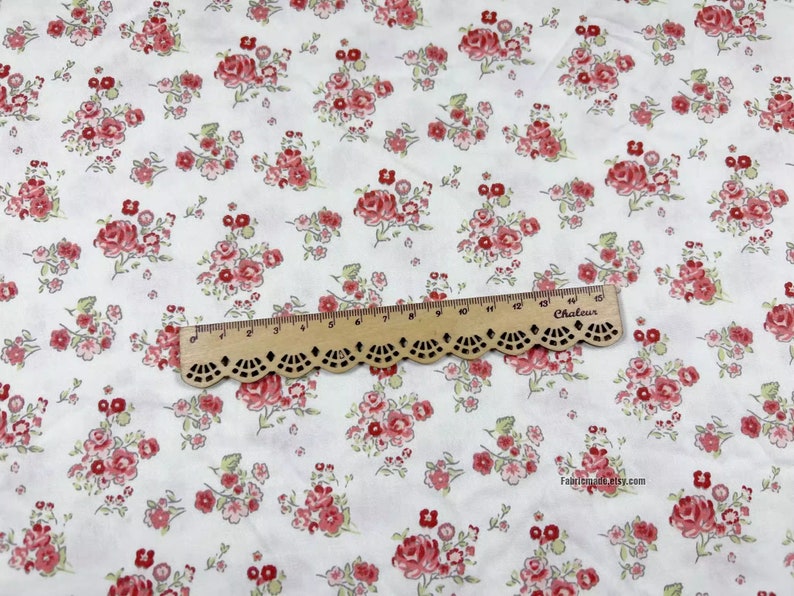 Rose Flower Cotton Fabric/ Purple Red Roses Floral Cotton For Quilt Summer Dress 1/2 yard image 5