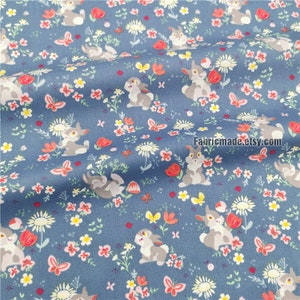 Cartoon Rabbit Flower Cotton Fabric for Quilting Clothing 1/2 yard image 8