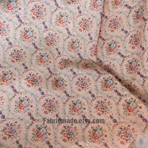 Tiny Floral Garland Round Stripes Flower Cotton Fabric - 1/2 yard 1 garland champagne