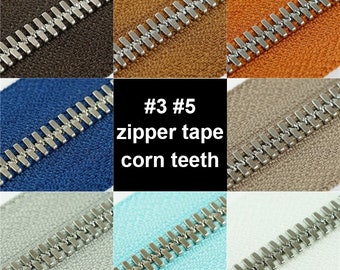 16 colors No. 3 5 Luxury Metal Two Way DIY Zipper Tape by the Yard - Silver Tooth zipper Accessories- One yard