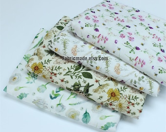 Tiny Floral Bamboo Cotton Double Gauze Fabric Swaddle Fabric, Muslin material- 1/2 yard