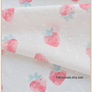 Sweet Pink Strawberry Cotton Jacquard Dots - 1/2 yard