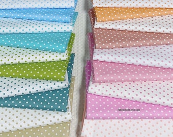 19 colors- Polka Dots Cotton, White Cotton Fabric with Dots, Polka Dots Cotton, Fabric with Dots - 1/2 yard