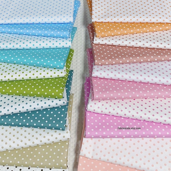 19 colors- Polka Dots Cotton, White Cotton Fabric with Dots, Polka Dots Cotton, Fabric with Dots - 1/2 yard