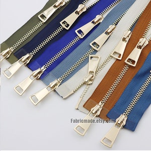 34 colors Long Gold Teeth Heavy Zippers, Two Ways Metal Zippers For Jackets & Chaps 5 BRASS Separating Select Color and Length image 2
