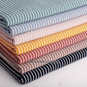 Stripes Cotton Knit Fabric In Blue Pink Red Yellow White Jersey Cotton Fabric 65&quot; Wide- 1/2 Yard