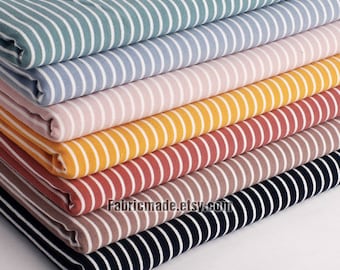 Striped Cotton Knit Fabric – Blue, Pink, Red, Yellow, White, 65" Wide