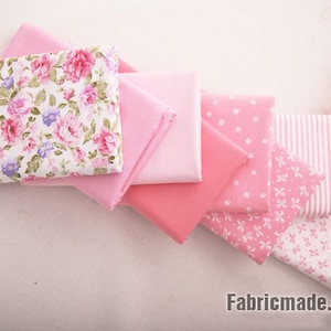 Fat Quarter Bundle / Pink Cotton Bundle Fabric / Quilting Fabric Bundle/ Light Pink Fabric - 9 Bundle each 20"X30"