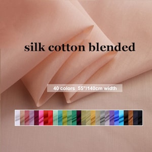 40 Colors- Solid Silk Cotton Blend Fabric Lining Fabric - 19.6&quot;/50cm