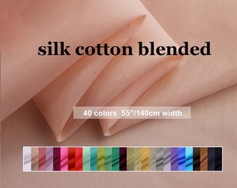 40 Colors- Solid Silk Cotton Blend Fabric Lining Fabric - 19.6"/50cm