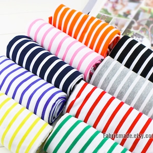 Tessuto di cotone lavorato a maglia a righe, tessuto jersey per trapuntatura di abbigliamento per bambini - 1/2 iarda