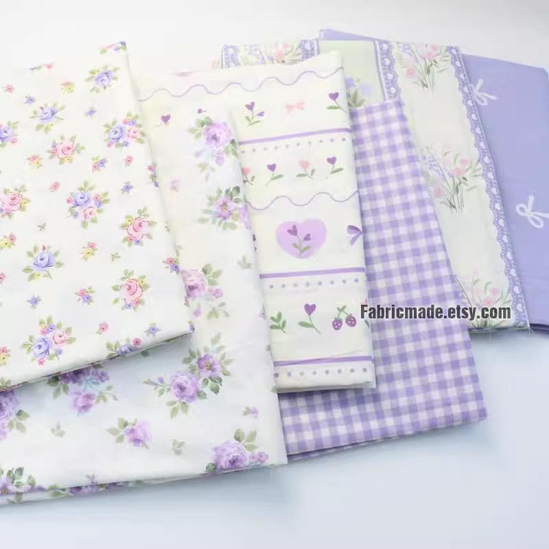 92"/235cm Wide Floral Cotton Fabric - Lilac Purple Roses Flower Quilting Cotton - A Half Yard