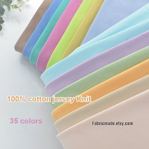 Solid Jersey Knit Cotton - Knitting Cotton Fabric Navy Blue Gray Black Pink Yellow- 1/2 Yard 18"x72"