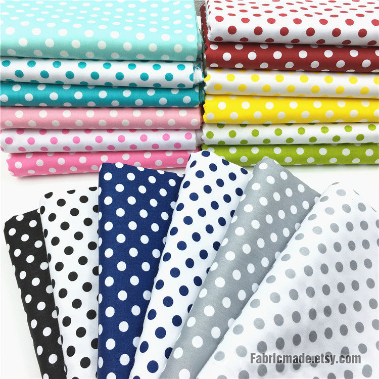 polka dot cotton dress material Mini Polka Dot Printed Poly Cotton Fabric