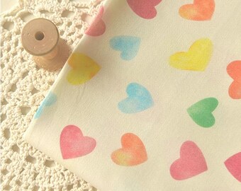 Pastel Love Hearts Twill Cotton Fabric- 1/2 Yard