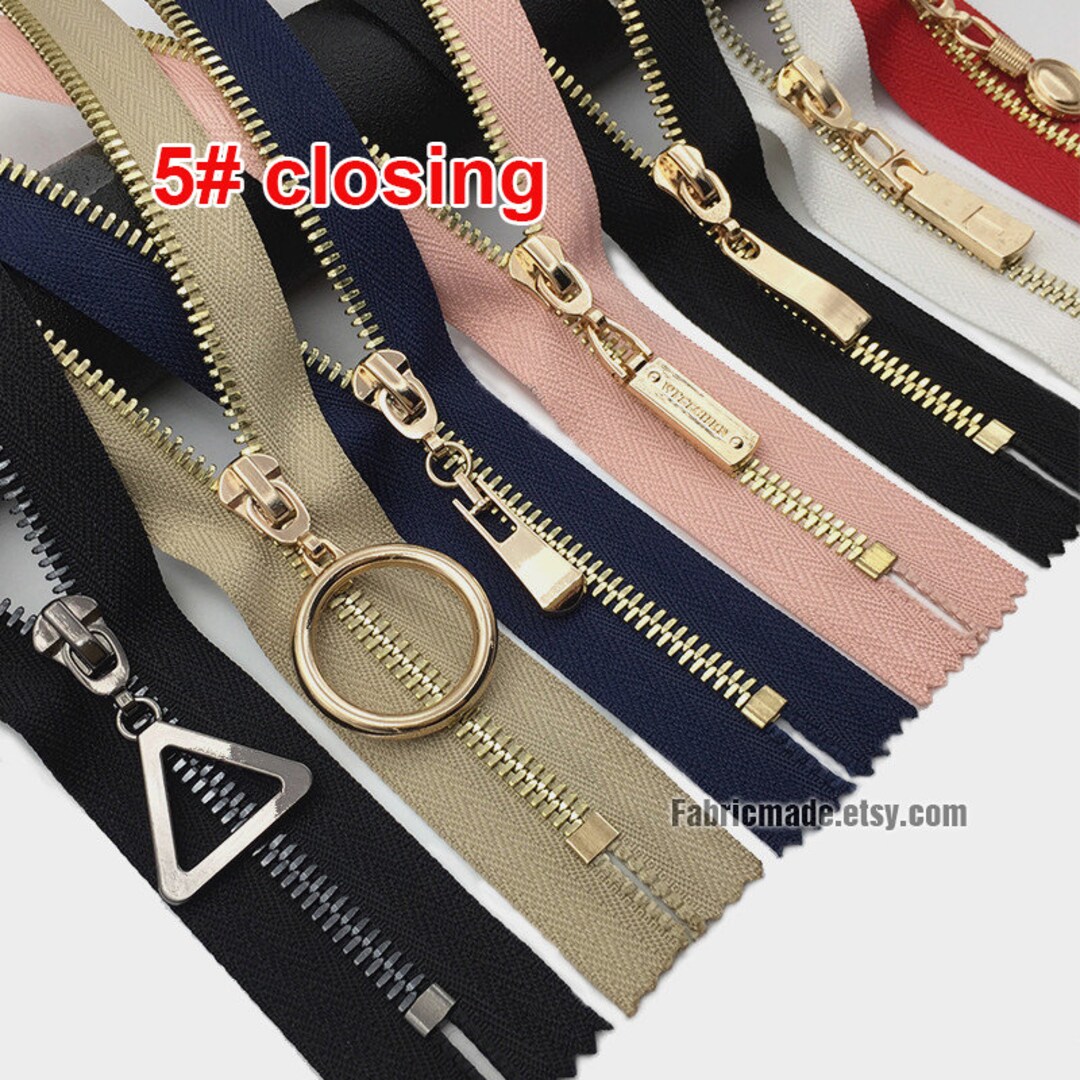 5 Closing Zippers Luxury Gold Silver Teeth Zippers, Metal Zippers 5