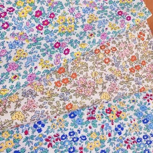 Shabby Chic Mini Pink Blue Yellow Floral Cotton Fabric For Dress Quilt - A half Yard