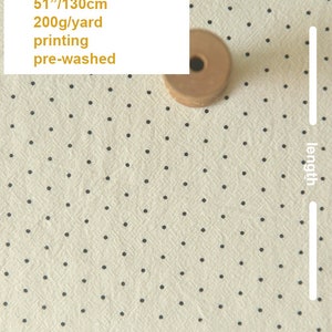 Tiny Polka Dots Linen Cotton Fabric Off white Ivory Fabric with Black Orange Dots 1/2 yard 2 ivory