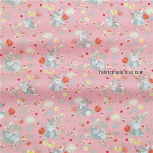 Cartoon Rabbit Flower Cotton Fabric for Quilting Clothing 1/2 yard image 3