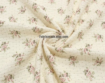 Double Gauze Baby Cotton Fabric Mini Floral On Cream Gauze For Baby Nursery - 1/2 Yard