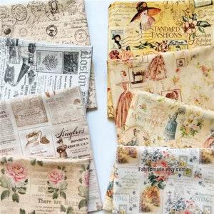 Vintage Stil Antique Zeitung Baumwollstoff für Quilt Kleid - Stoff von 1/2 Yard Kopie