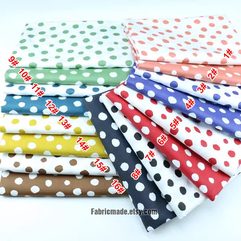 16 Colors - Spots Dots Cotton Fabric Purple Yellow Green White Fabric ...