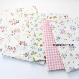 92&quot;/235cm Wide Floral Cotton Fabric - Little Pink Lilac Purple Roses Flower Quilting Cotton - A Half Yard