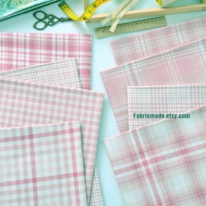 Rosa karierter Baumwollstoff, Digitaldruck Tartan Karo Stoff - 1/2 Yard