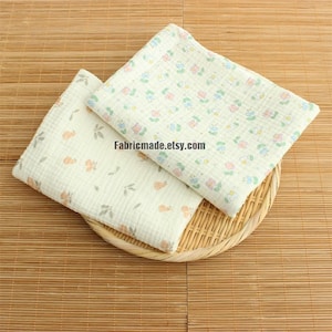 Soft Floral Gauze Cotton Fabric, Tiny Flower Double Gauze Cotton Fabric- 1/2 Yard