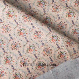 Tiny Floral Garland Round Stripes Flower Cotton Fabric - 1/2 yard image 3