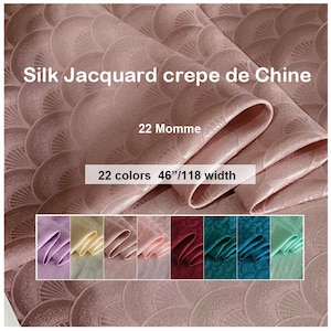 22 Colors-  Jacquard Wave Silk Fabric Crepe De Chine Silk- 19.6"/50cm
