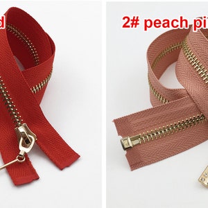 Silver Gold 5 Teeth Zippers, One Way Metal Zippers For Jackets & Chaps BRASS Separating Select Color and Length image 4