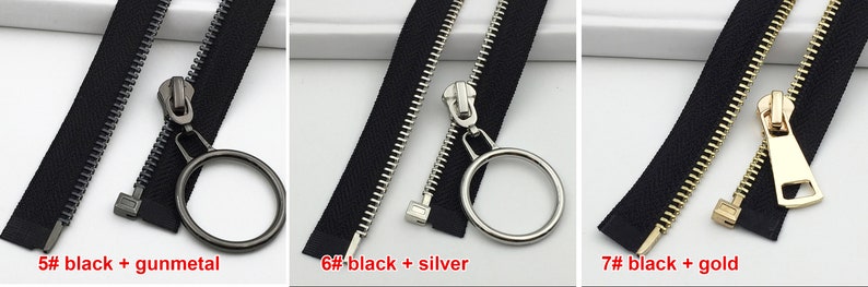 Silver Gold 5 Teeth Zippers, One Way Metal Zippers For Jackets & Chaps BRASS Separating Select Color and Length image 6