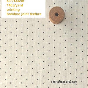 Tiny Polka Dots Linen Cotton Fabric Off white Ivory Fabric with Black Orange Dots 1/2 yard 3 black dots