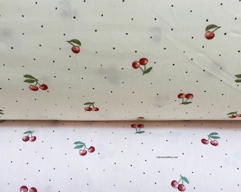 Mini Red Cherry Polka Dots Cotton Fabric Fruit Fabric－1/2 Yard