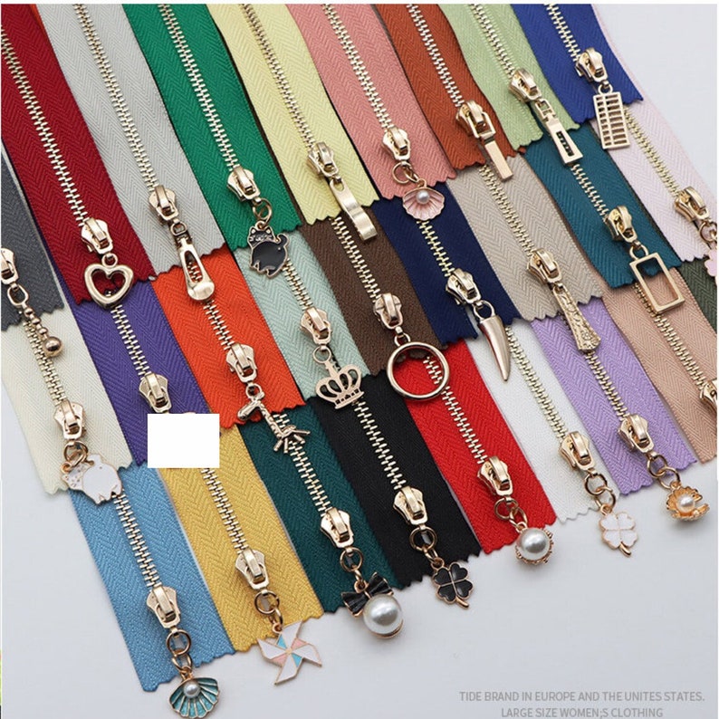 2 pcs 625 Gold Teeth Zippers,3 BRASS Closing End 43 Colors and Length choose image 10