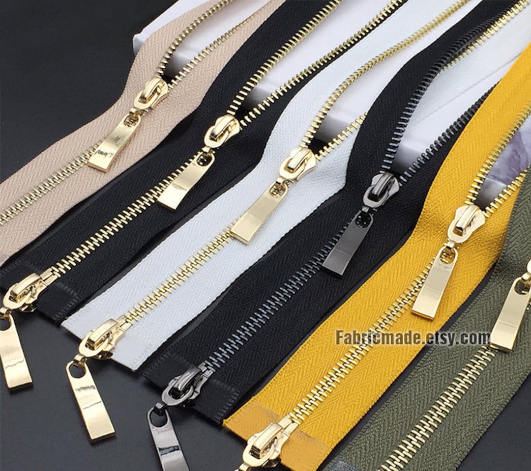 34 Colors Long Gold Teeth Heavy Zippers, Two Ways Metal Zippers for Jackets  & Chaps 5 BRASS Separating Select Color and Length 