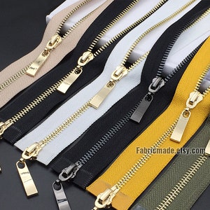 24 colors Gold Teeth Zippers, Two Ways Metal Zippers For Jackets & Chaps #5 BRASS Separating - Select Color and Length