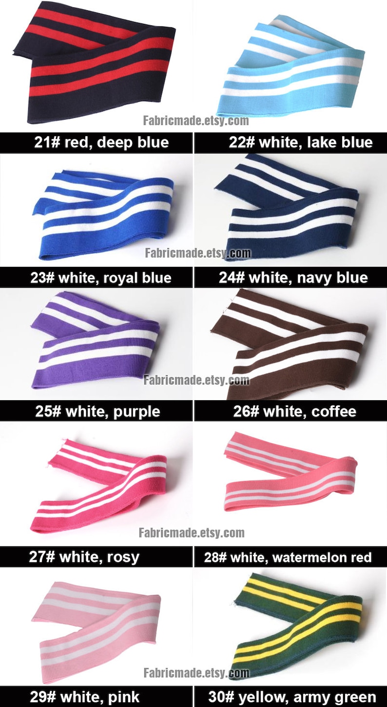 A pair Hems Cuffs 1X1 1.4 2.5 3.5cm 6.5cm Stripes Cotton Ribbing Ribbing and Binding Knit Fabric For Neckline