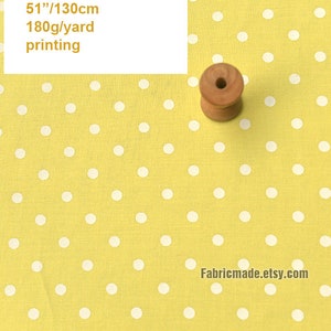 White Polka Dot On Green Yellow Linen Viscose Blend Fabric 1/2 yard 2 yellow dots