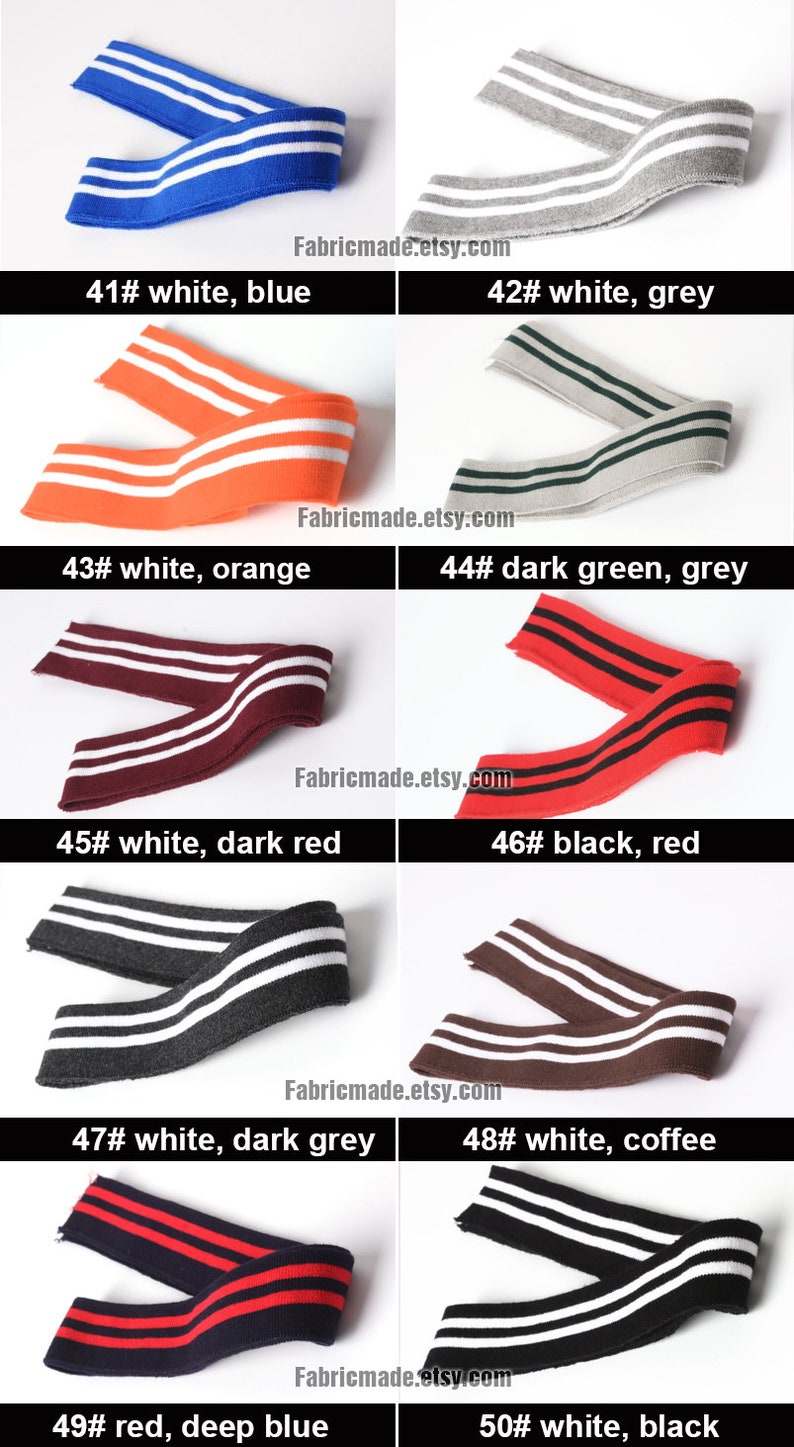 A pair Hems Cuffs 1X1 1.4 2.5 3.5cm 6.5cm Stripes Cotton Ribbing Ribbing and Binding Knit Fabric For Neckline