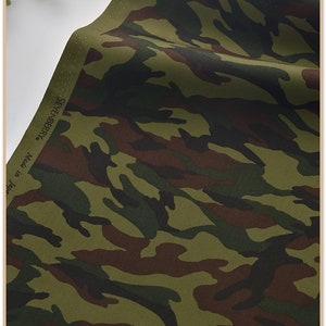 Camouflage Cotton Fabric, Army Green Paisley Gray Brown Leopard Print Camouflage Fabric-1/2 yard