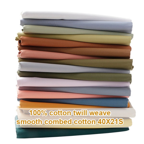 Tissu en coton tissé sergé 26 couleurs, coton solide lisse et fin pour pantalon de manteau - 1/2 yard