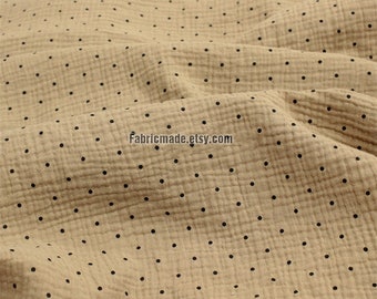 Polka Dots Double Layers Gauze Cotton Brown Cream Double Gauze - 1/2 Yard